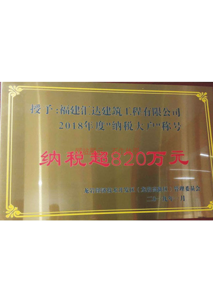 2018年度“纳税大户”称号 