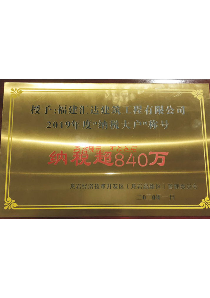 2019年度“纳税大户”称号